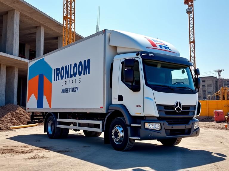 Camion de livraison d'équipements sur chantier