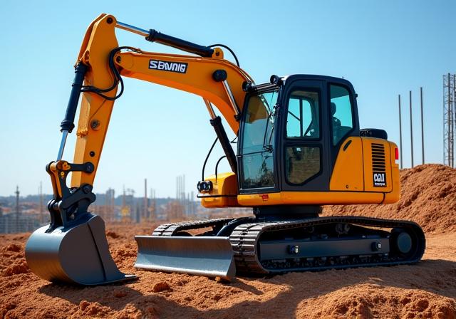 Mini-pelle en action sur chantier